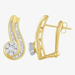 3/4 CT.T.W. Natural Diamond 10K Gold Swirl Earrings