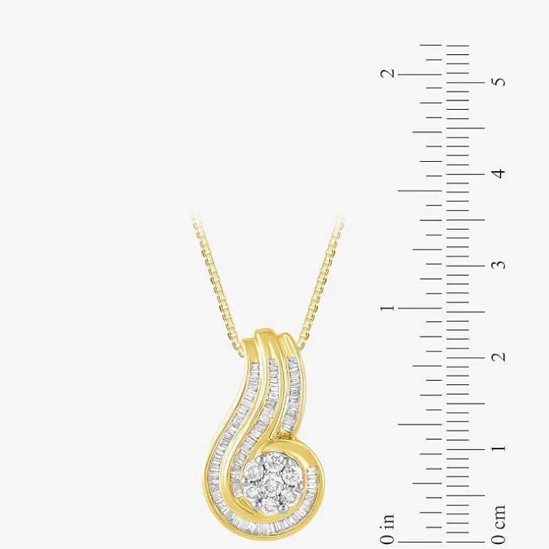 3/4 CT.T.W. Natural Diamond 10K Gold Swirl Pendant Necklace
