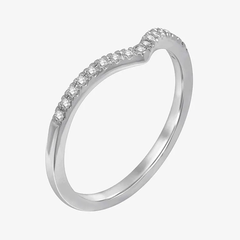 1/10 CT.T.W. Natural Diamond 10K or 14K Gold Chevron Wedding Band
