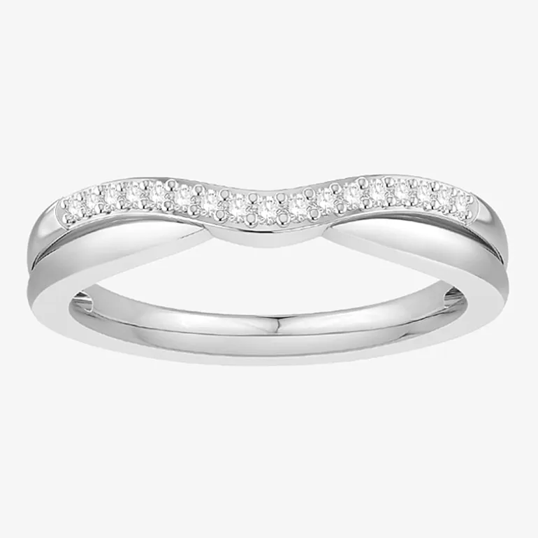 1/10 CT.T.W. Natural Diamond 10K or 14K Gold Curved Wedding Band