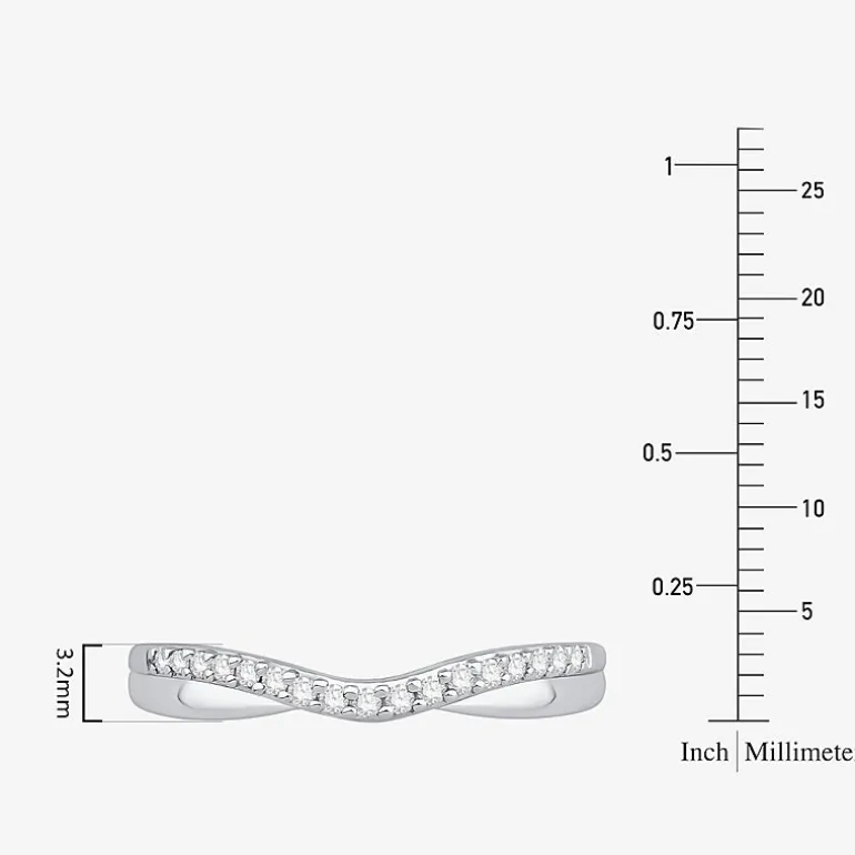 1/10 CT.T.W. Natural Diamond 10K or 14K Gold Curved Wedding Band