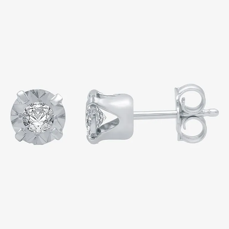 1/5 CT. T.W .Natural Diamond 10K White Gold Stud Earrings