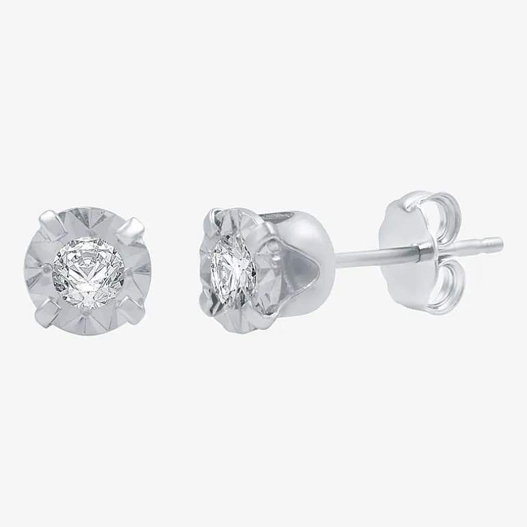 1/5 CT. T.W .Natural Diamond 10K White Gold Stud Earrings