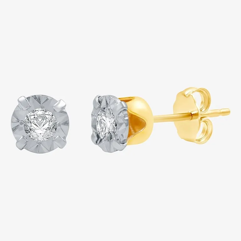 1/5 CT. T.W .Natural Diamond 10K White Gold Stud Earrings