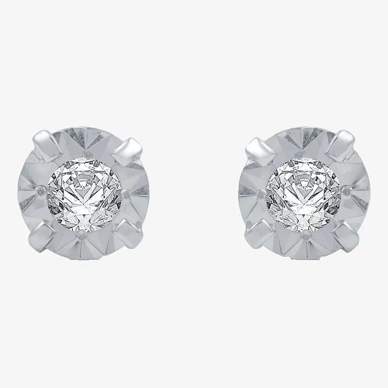 1/5 CT. T.W .Natural Diamond 10K White Gold Stud Earrings