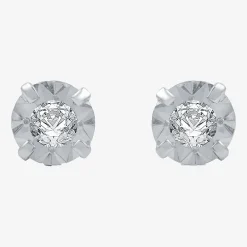 1/5 CT. T.W .Natural Diamond 10K White Gold Stud Earrings