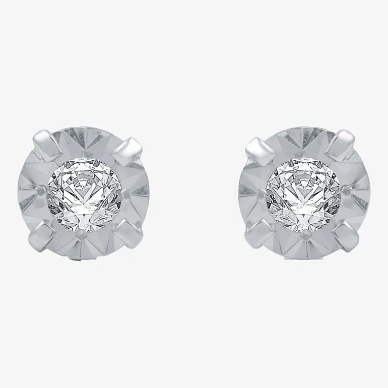 1/5 CT. T.W .Natural Diamond 10K White Gold Stud Earrings
