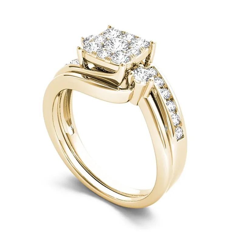 3/4 CT.T.W. Natural Diamond 10K Yellow Gold Bridal Ring Set