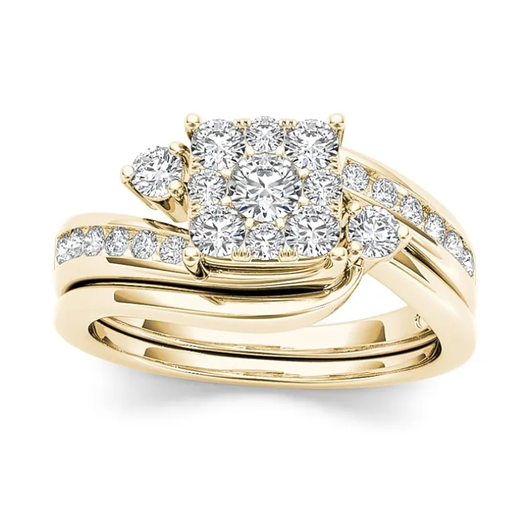 3/4 CT.T.W. Natural Diamond 10K Yellow Gold Bridal Ring Set