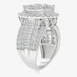 4 CT.T.W. Natural Diamond Pear Shape Side Stone Halo Engagement Ring in 10K or 14K White Gold