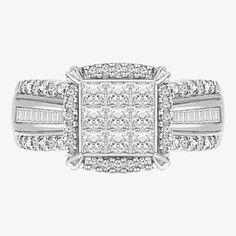 1 CT.T.W. Natural Diamond Princess-Cut Multi-Top Ring in White or Yellow 10K or 14K Gold