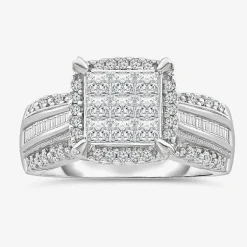1 CT.T.W. Natural Diamond Princess-Cut Multi-Top Ring in White or Yellow 10K or 14K Gold
