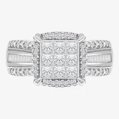 1 CT.T.W. Natural Diamond Princess-Cut Multi-Top Ring in White or Yellow 10K or 14K Gold