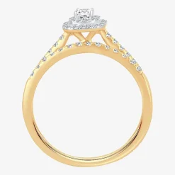 1/2 CT.T.W. Natural Diamond Side Stone Halo Bridal Set in 10K or 14K Gold