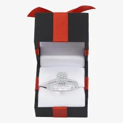 1/2 CT.T.W. Natural Diamond Side Stone Halo Bridal Set in 10K or 14K Gold