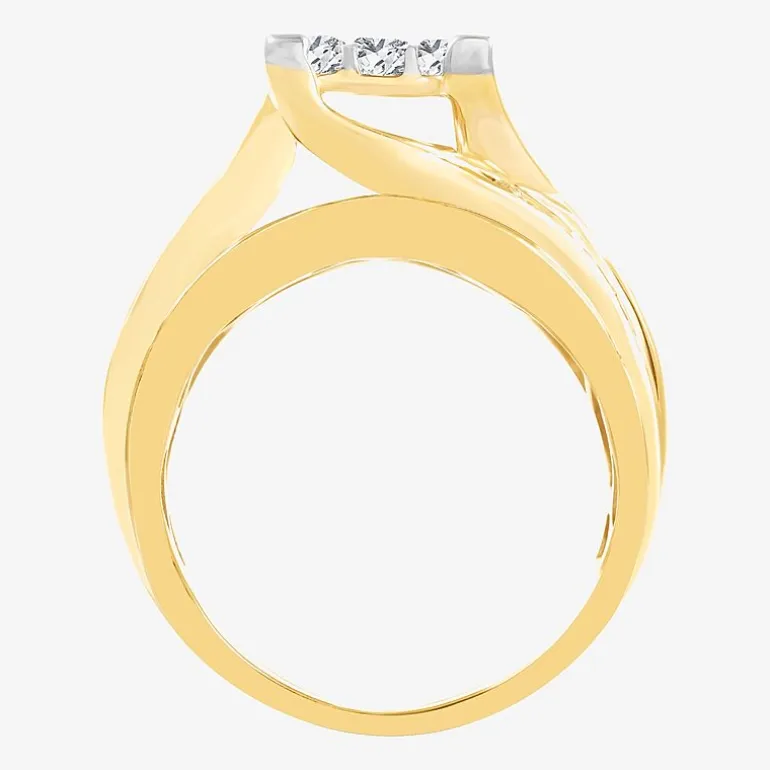 3 CT.T.W. Natural Diamond Side Stone Engagement Ring in 10K or 14K Gold