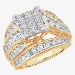 3 CT.T.W. Natural Diamond Side Stone Engagement Ring in 10K or 14K Gold
