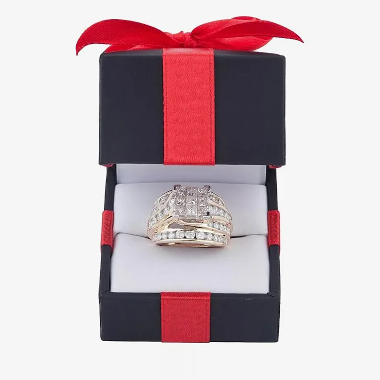 3 CT.T.W. Natural Diamond Side Stone Engagement Ring in 10K or 14K Gold