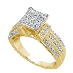 1 CT.T.W. Natural Diamond Side Stone Engagement Ring in 10K or 14K Gold