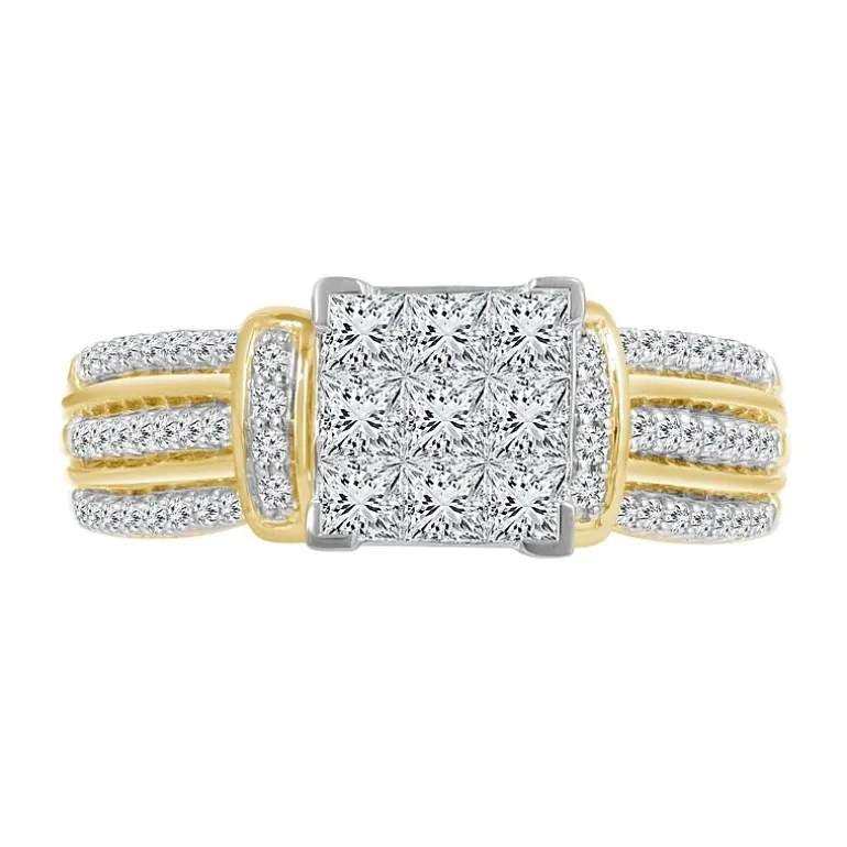 1 CT.T.W. Natural Diamond Side Stone Engagement Ring in 10K or 14K Gold