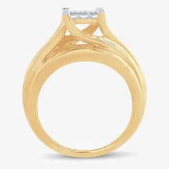 1 1/2 CT.T.W. Natural Diamond Side Stone Engagement Ring in 10K or 14K Gold