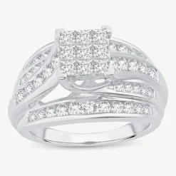 1 1/2 CT.T.W. Natural Diamond Side Stone Engagement Ring in 10K or 14K Gold
