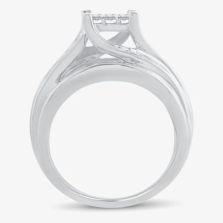 1 1/2 CT.T.W. Natural Diamond Side Stone Engagement Ring in 10K or 14K Gold