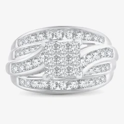 1 1/2 CT.T.W. Natural Diamond Side Stone Engagement Ring in 10K or 14K Gold