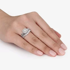 1/5 CT.T.W. Natural Diamond Sterling Silver Vintage Style Bridal Set