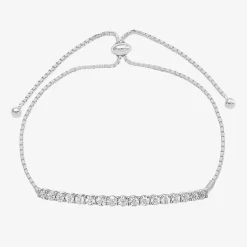1/10 CT. T.W. Natural White Diamond Bolo Bracelet in Sterling Silver or 14K Gold Over Silver