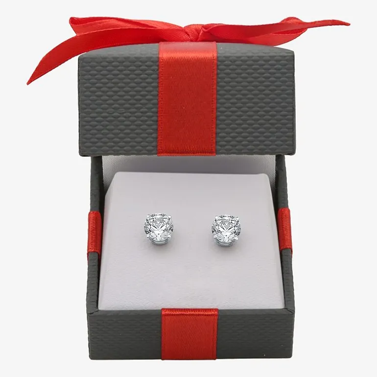 2 CT. T.W. Natural White Diamond 14K Gold 6.3mm Stud Earrings