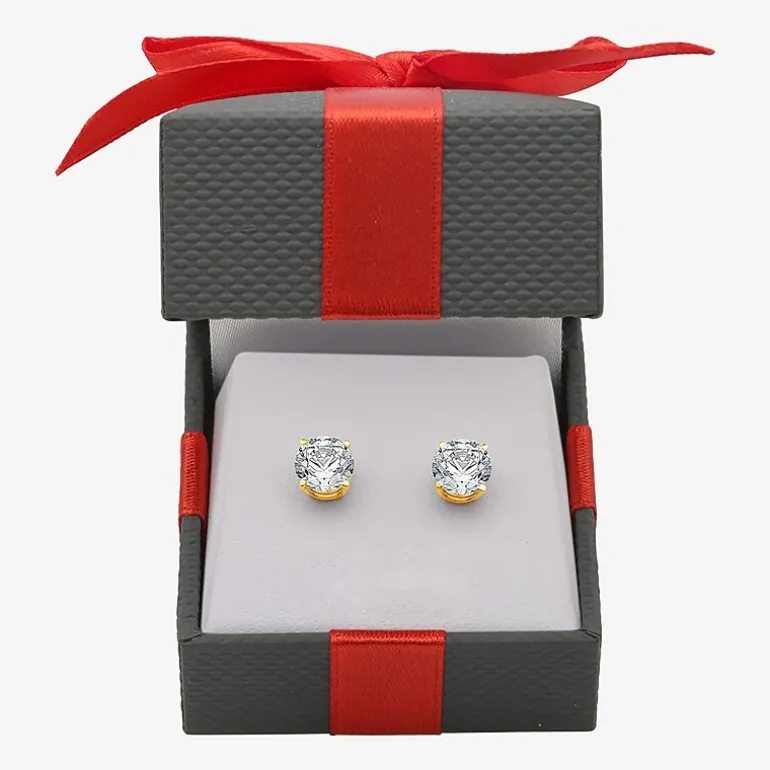 2 CT. T.W. Natural White Diamond 14K Gold 6.3mm Stud Earrings