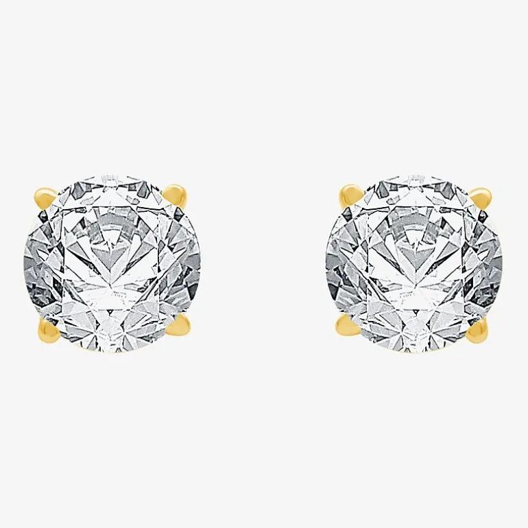 1 1/4 CT. T.W. Natural White Diamond 14K Gold 5.4mm Stud Earrings