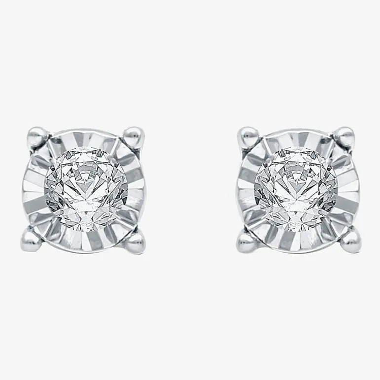 1/6 CT. T.W. Natural White Diamond 14K Gold Over Silver 5.6mm Round Stud Earrings