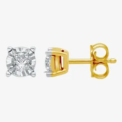1/6 CT. T.W. Natural White Diamond 14K Gold Over Silver 5.6mm Round Stud Earrings