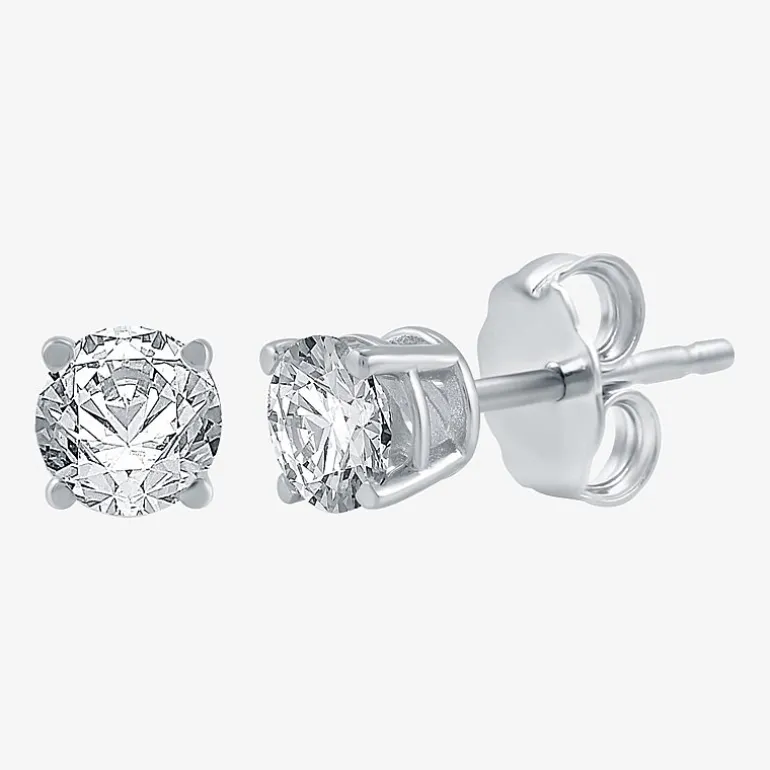 7/8 CT. T.W. Natural White Diamond 10K Gold Round Stud Earrings