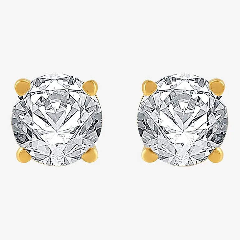 7/8 CT. T.W. Natural White Diamond 10K Gold Round Stud Earrings