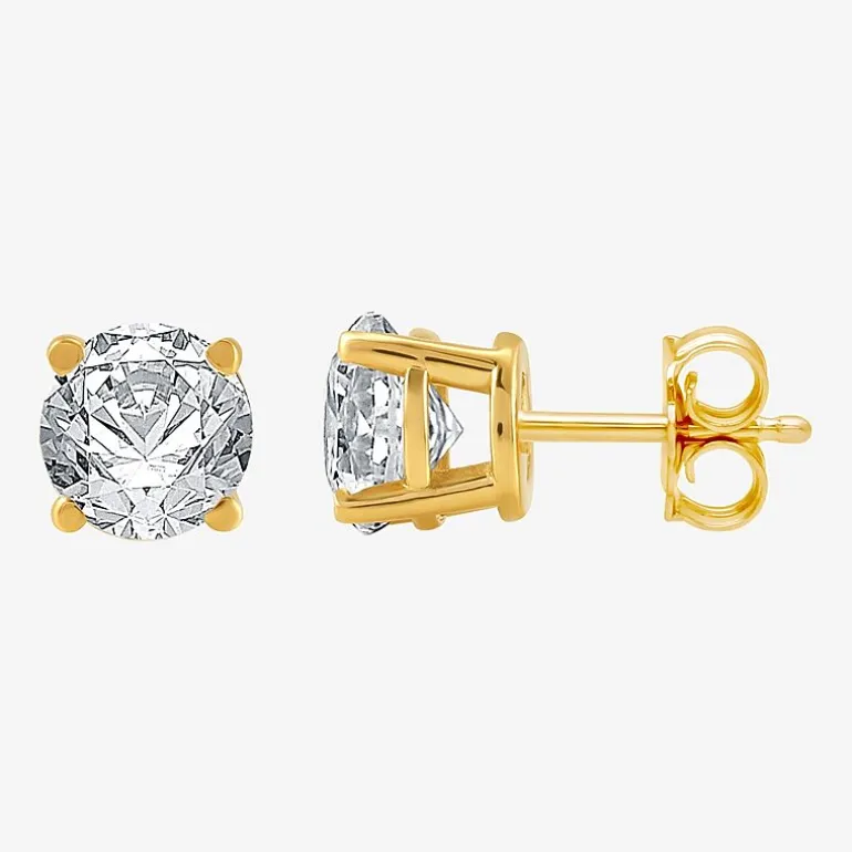 7/8 CT. T.W. Natural White Diamond 10K Gold Round Stud Earrings