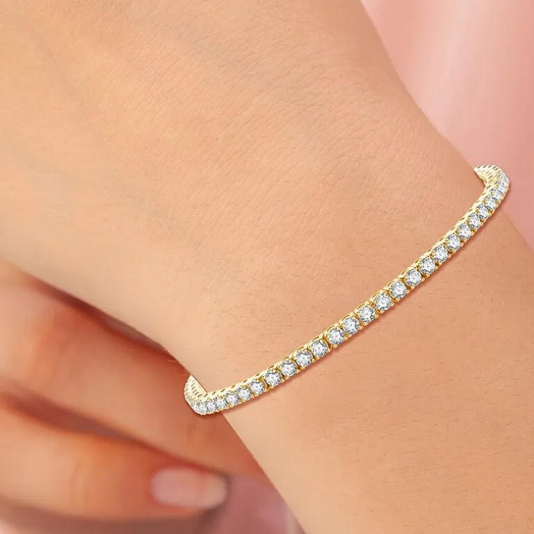 4 CT. T.W. Natural White Diamond 10K or 14K White or Yellow Gold 7.25 Inch Tennis Bracelet