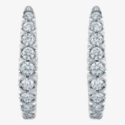 1/4 CT. T.W. Natural White Diamond 10K White Gold 11.8mm Hoop Earrings