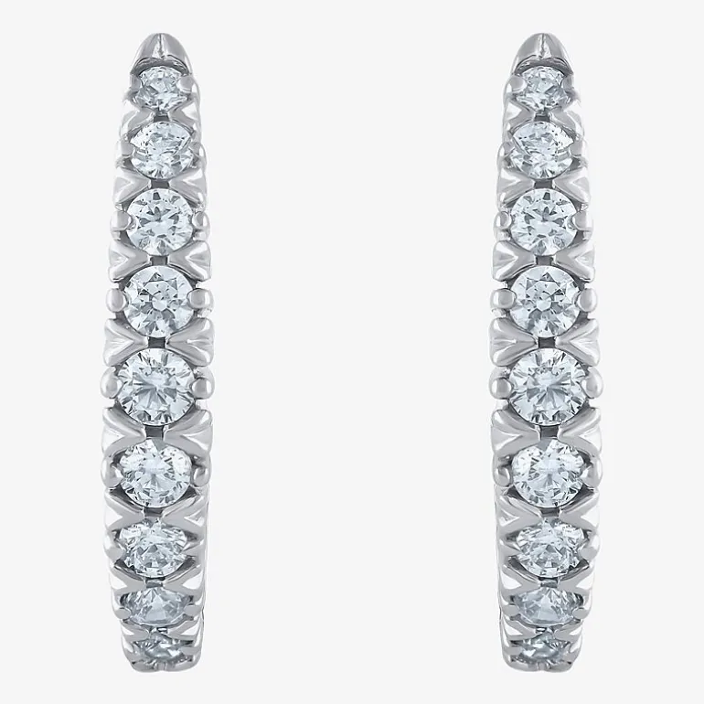 1/4 CT. T.W. Natural White Diamond 10K White Gold 11.8mm Hoop Earrings