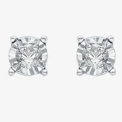 1/6 CT. T.W. Natural White Diamond 5.6mm Sterling Silver Stud Earrings