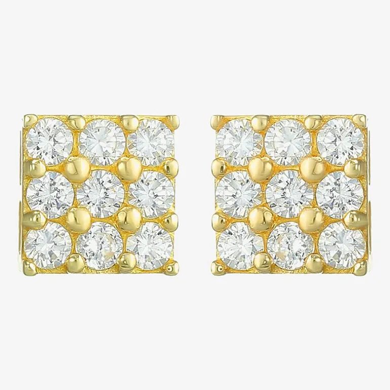 Cubic Zirconia 14K Gold 4mm Round Stud Earrings