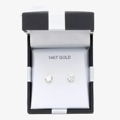 Cubic Zirconia 14K Gold 6mm Round Stud Earrings