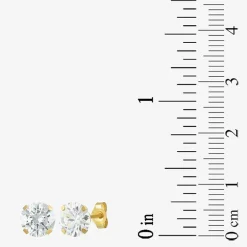 Cubic Zirconia 14K Gold 6mm Round Stud Earrings
