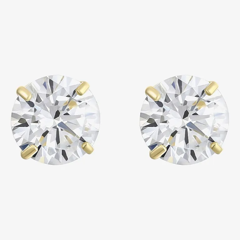 Cubic Zirconia 10K Gold 6mm Stud Earrings