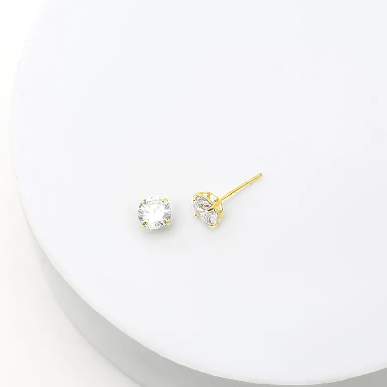 Cubic Zirconia 10K Gold 6mm Stud Earrings