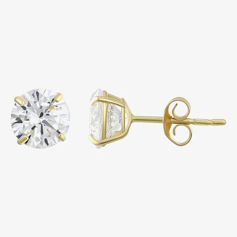 Cubic Zirconia 10K Gold 6mm Stud Earrings
