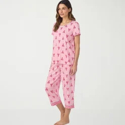 Cuddl Duds Womens Short Sleeve 2-pc. Pajama Set