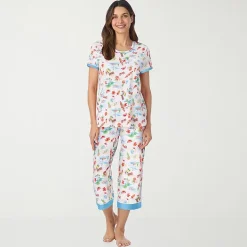 Cuddl Duds Womens Short Sleeve 2-pc. Pajama Set
